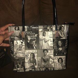 Michelle Obama Inspired Collage Purse (B&W)